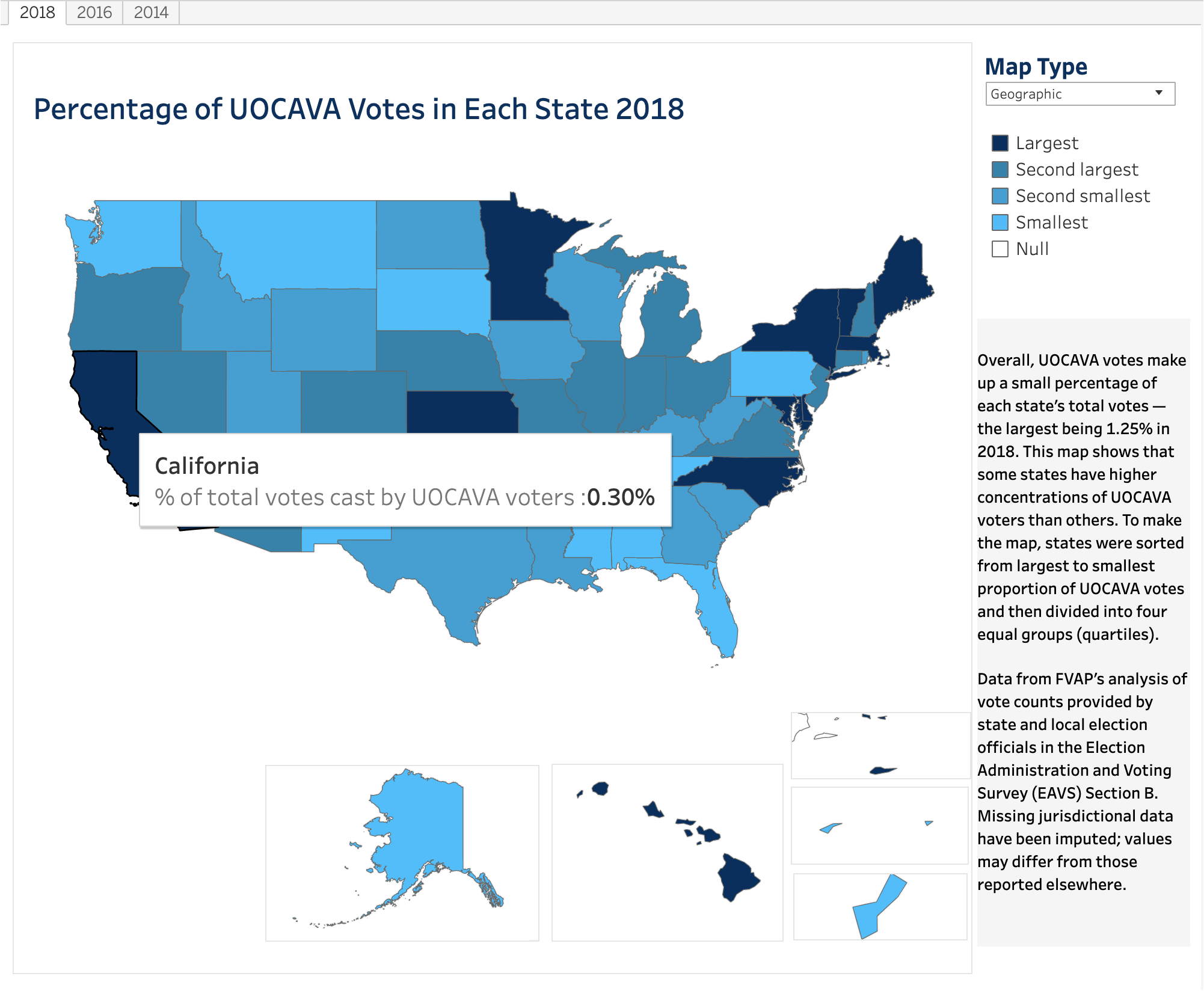 Percentage of UOCAVA Voters in Each State